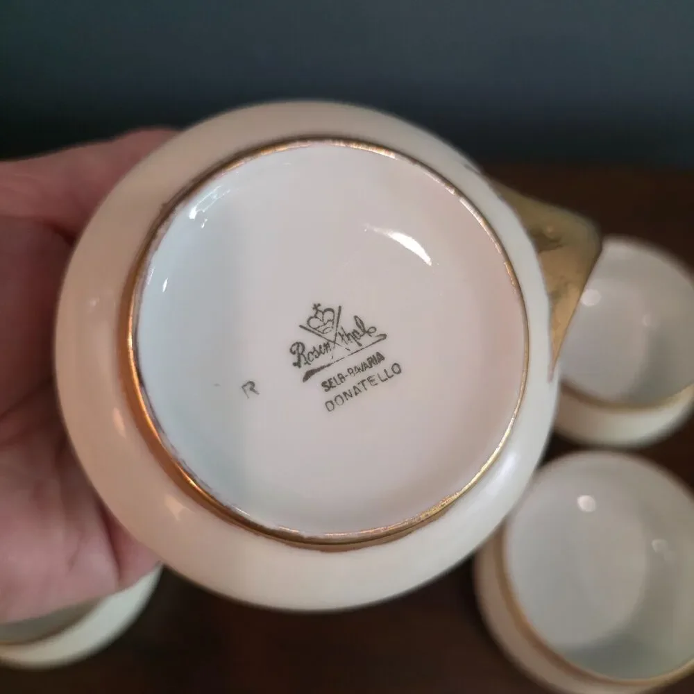 Lot of 6 Rosenthal Bavaria Donatello White Flat Cup Gold Handle & Rim